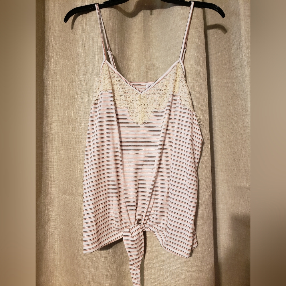 Striped Front Tie Tank Top